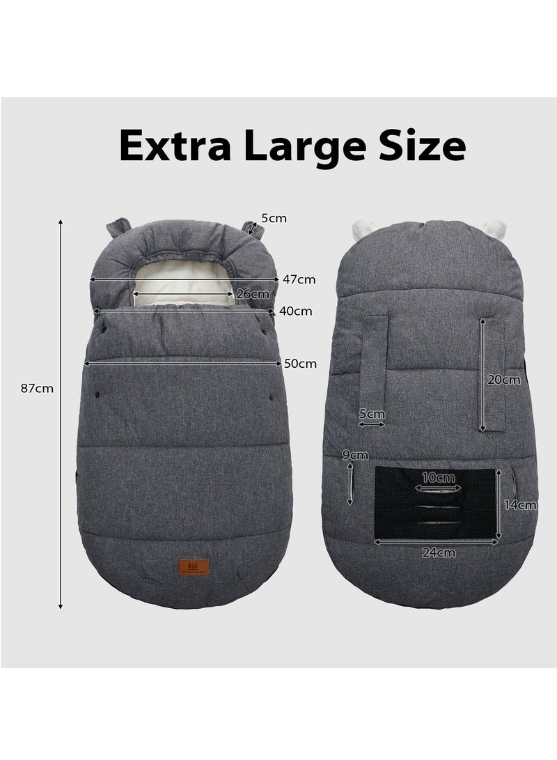 Pushchair Pram Footmuffs, Universal Warm Stroller Sleeping Bag, Winter Warm Cosy Toes for Pushchair, Waterproof Windproof Anti-Slip Sherpa Lining & Fleece Hood Machine Washable