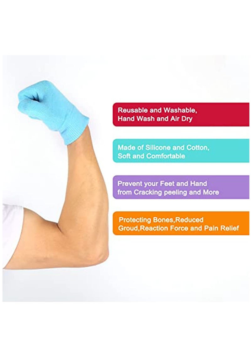 Moisturizing Socks and Gloves Set Soft Cotton with Thermoplastic Gel Repair and Heal Eczema Cracked Dry Skin, Gel Lining Infused with Essential Oils and Vitamins