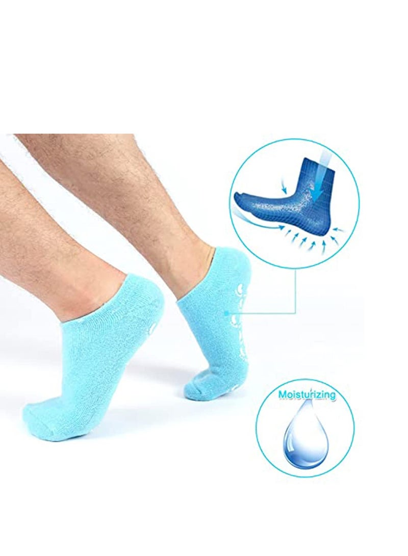 Moisturizing Socks and Gloves Set Soft Cotton with Thermoplastic Gel Repair and Heal Eczema Cracked Dry Skin, Gel Lining Infused with Essential Oils and Vitamins