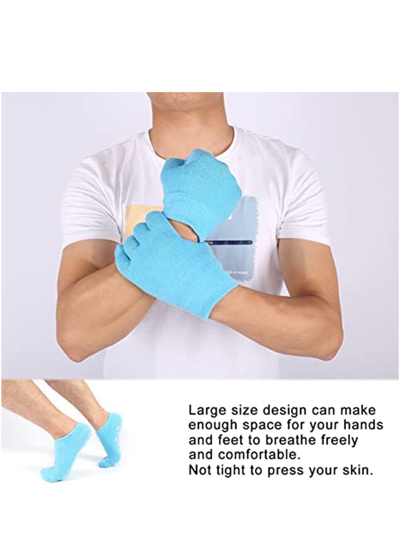 Moisturizing Socks and Gloves Set Soft Cotton with Thermoplastic Gel Repair and Heal Eczema Cracked Dry Skin, Gel Lining Infused with Essential Oils and Vitamins