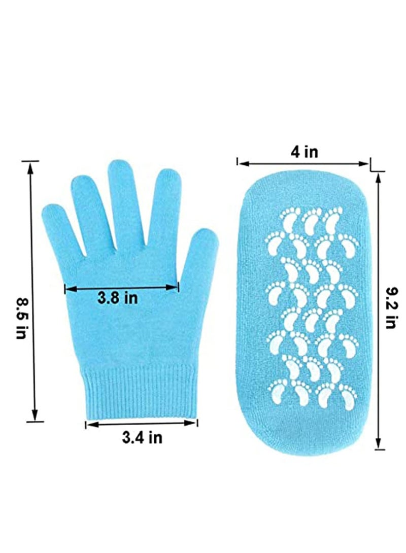 Moisturizing Socks and Gloves Set Soft Cotton with Thermoplastic Gel Repair and Heal Eczema Cracked Dry Skin, Gel Lining Infused with Essential Oils and Vitamins