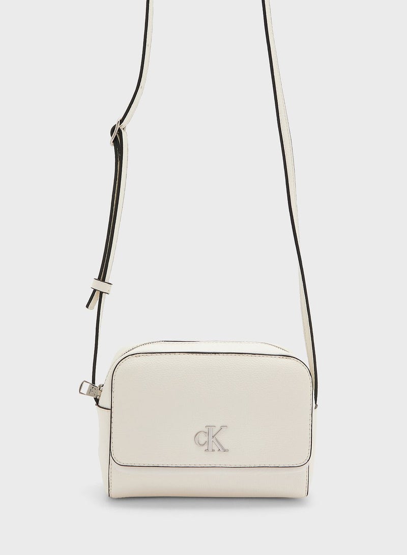 Flap Over Logo Detailed Crossbody