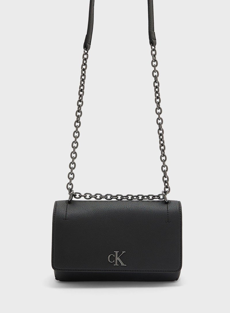 Flap Over Chain Detailed Crossbody