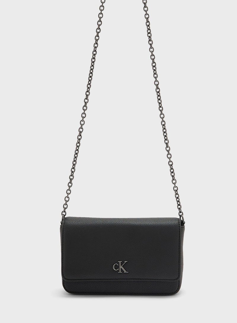 Flap Over Chain Detailed Crossbody