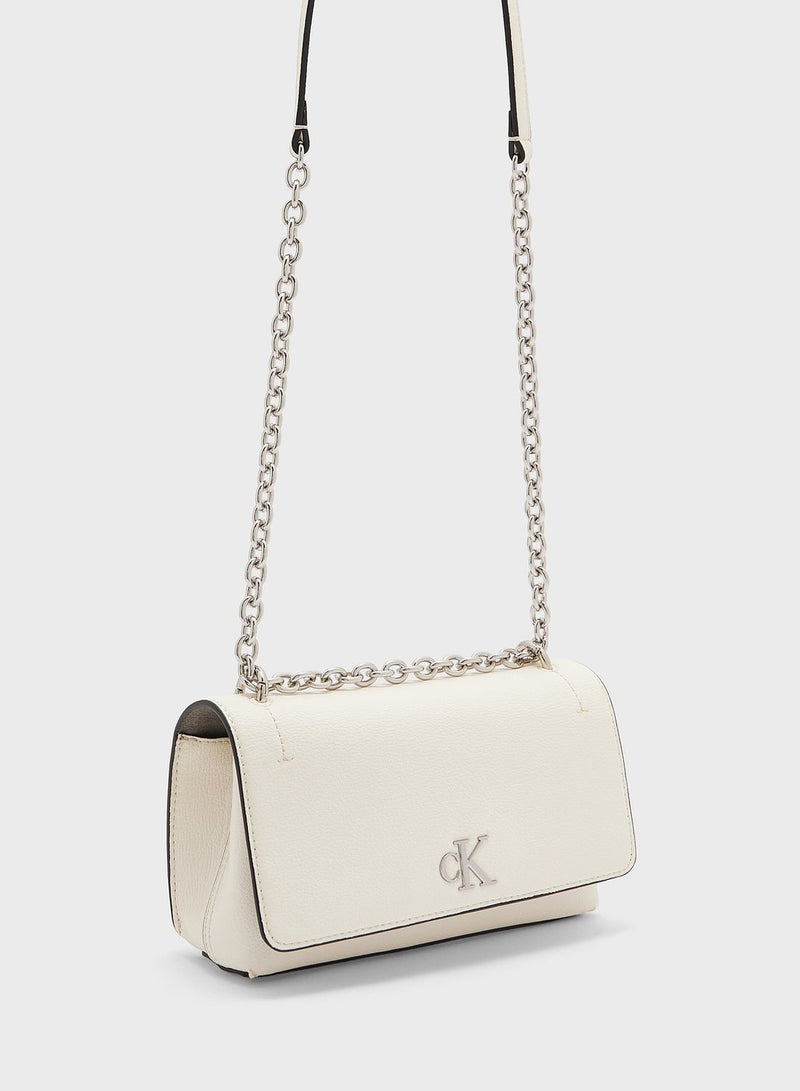 Flap Over Logo Detailed Crossbody