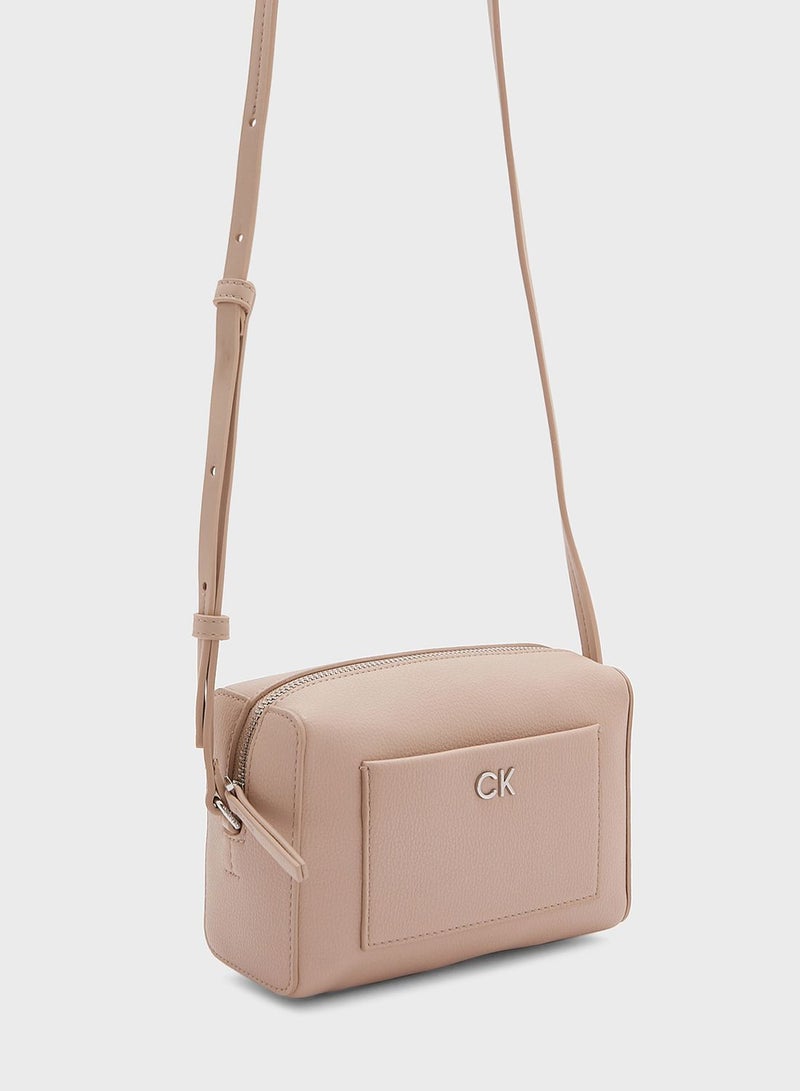 Zip Over Logo Detailed Crossbody