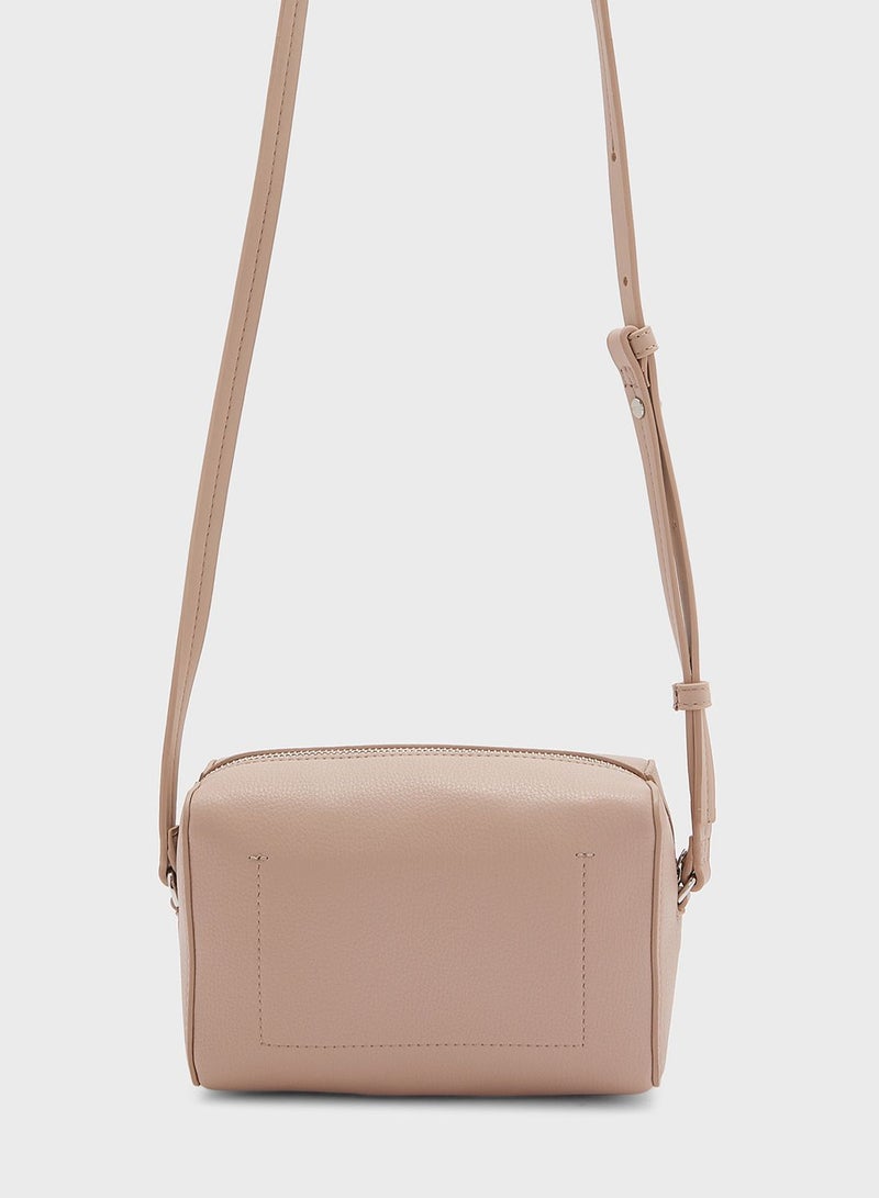 Zip Over Logo Detailed Crossbody