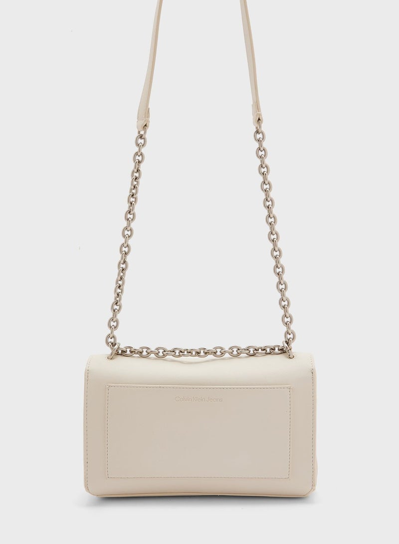 Chain Detailed Flap Over Crossbody