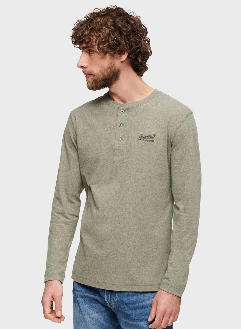 Logo Embroidered Henley T-Shirt