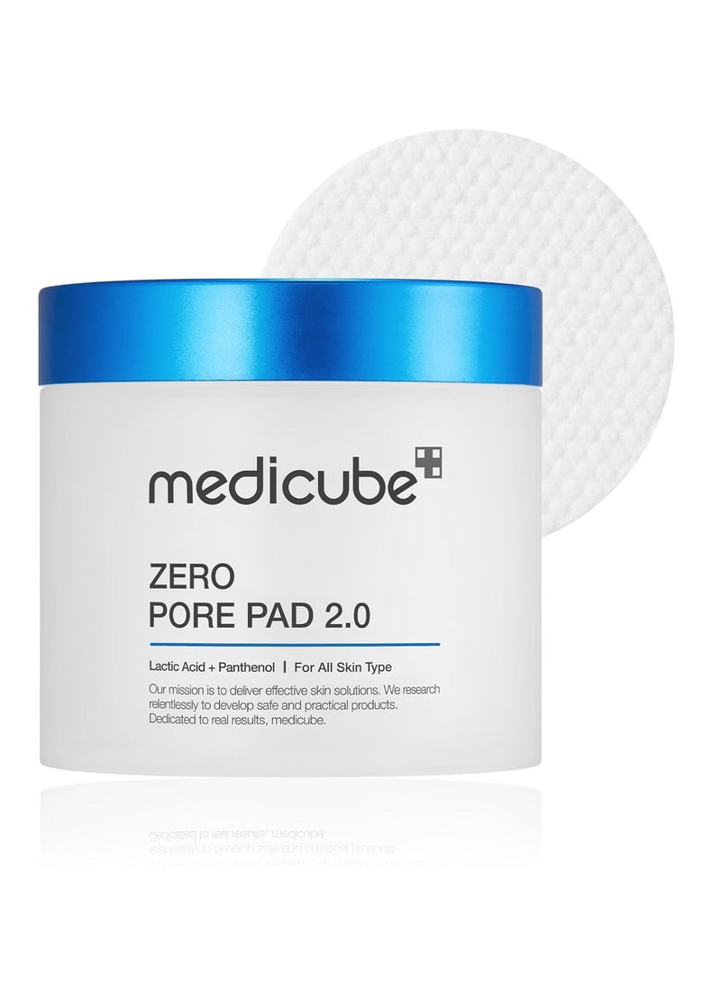 Medicube Zero Pore Pads 2.0 - Dual-Textured Facial Toner Pads for Exfoliation and Minimizing Pores with 4.5% AHA Lactic Acid & 0.45% BHA Salicylic Acid - Ideal for All Skin Types - Korean Skin Care