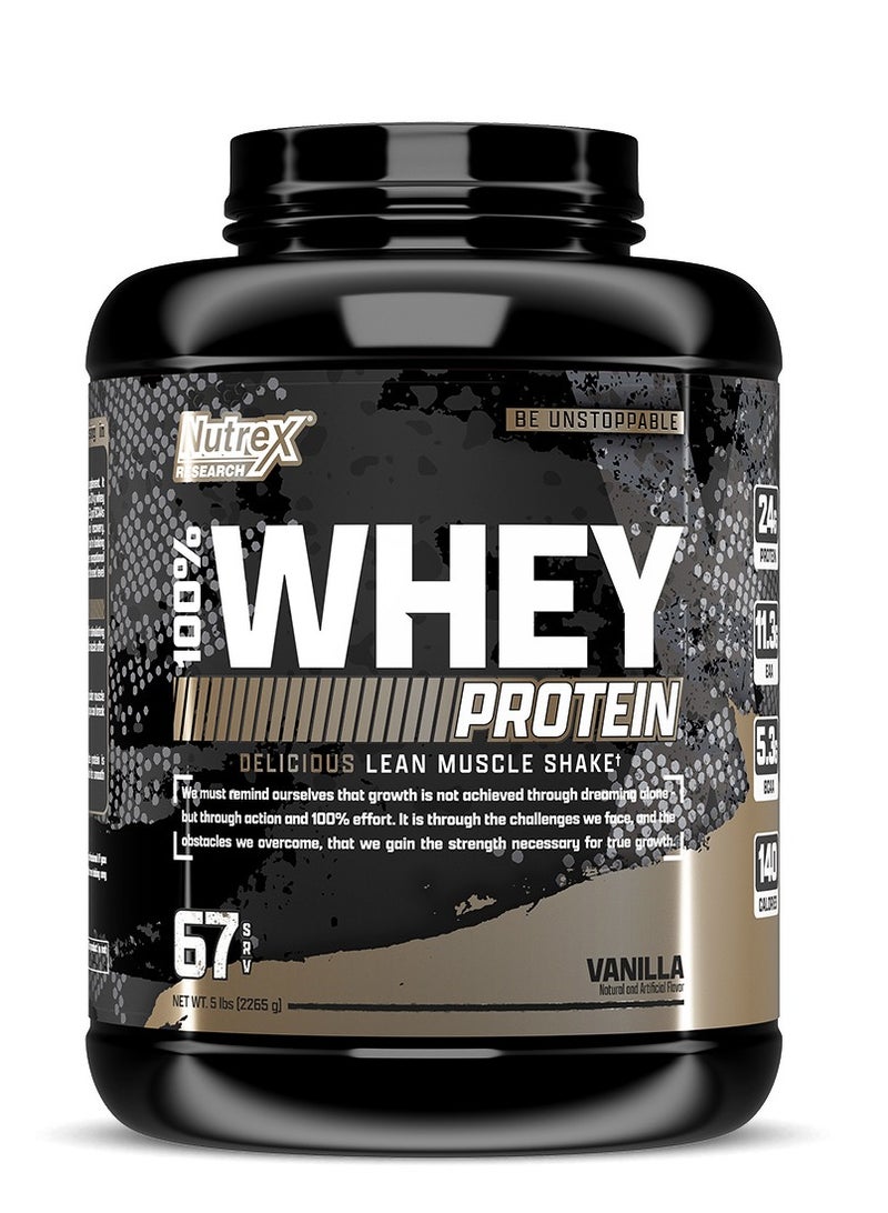 100% Whey, Vanilla, 5 LB, Support Muscle Growth, Contains 24 Gm Protein 67 serving 2265 g