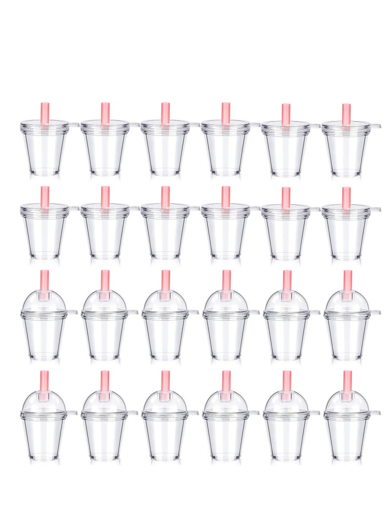 24 Pieces Accessories Plastic Coffee Cups, Mini Coffee Cups with Lids Ice Cream Cup Pendant Charms, Suitable for Doll Crafts Accessories (1.7 x 2.4 Inch)