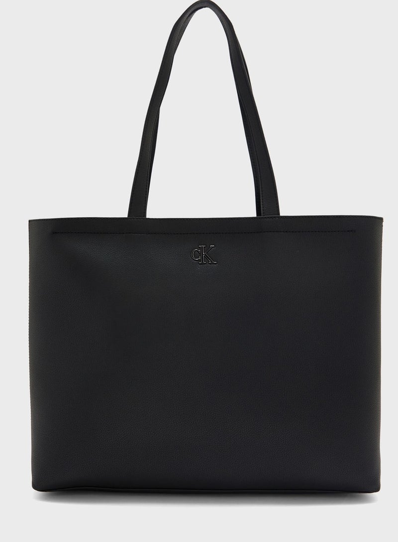 Logo Detailed Zip Over Tote