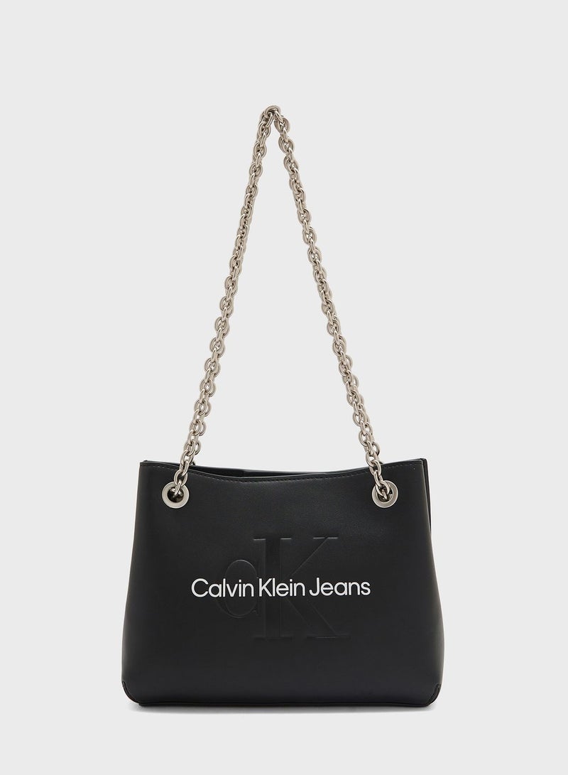 Sculpted Chain Detailed Tote