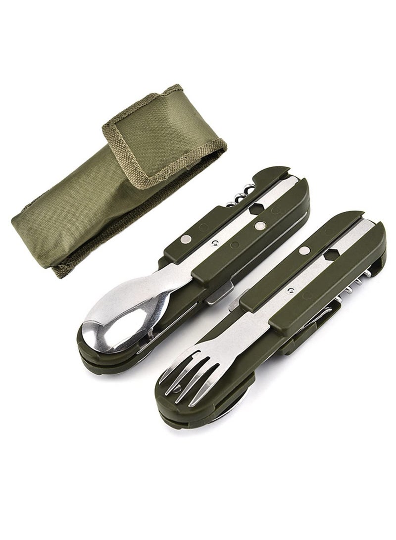 Portable Flatware Set 5 in 1 Stainless Steel Travel Cutlery with Detachable Design for Camping Hiking and Outdoor Adventures 2 Pack