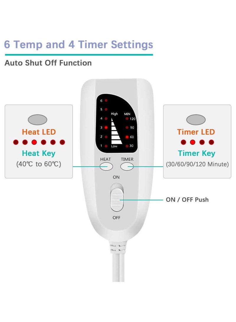 Electric Heating Pad with Automatic Shut-Off and 6 Temperature Levels for Back, Neck, Shoulder, and Belly Pain Relief