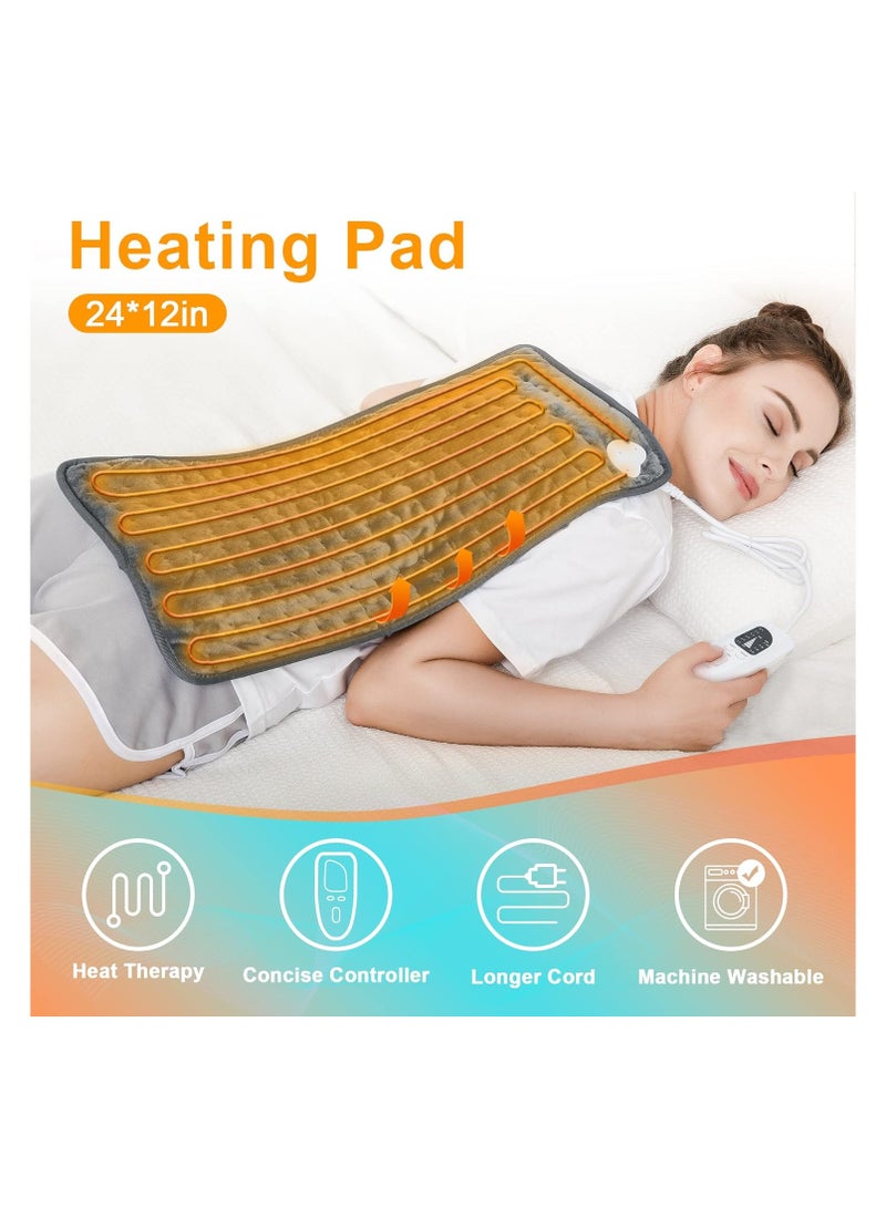 Electric Heating Pad with Automatic Shut-Off and 6 Temperature Levels for Back, Neck, Shoulder, and Belly Pain Relief