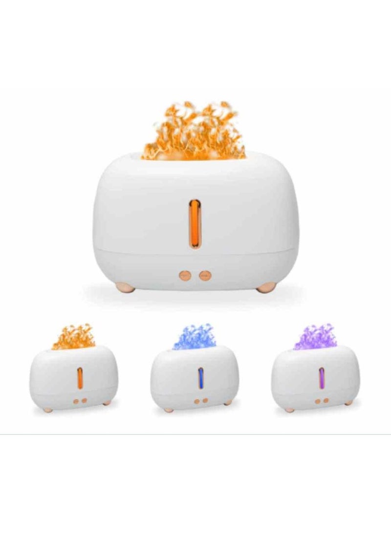 Cute Multicolored Flame Diffuser Humidifier,Essential Oil Aroma Therapy Diffuser with Waterless Auto-Off Protection,Fire Air Diffuser for Home Office Bedroom (White)