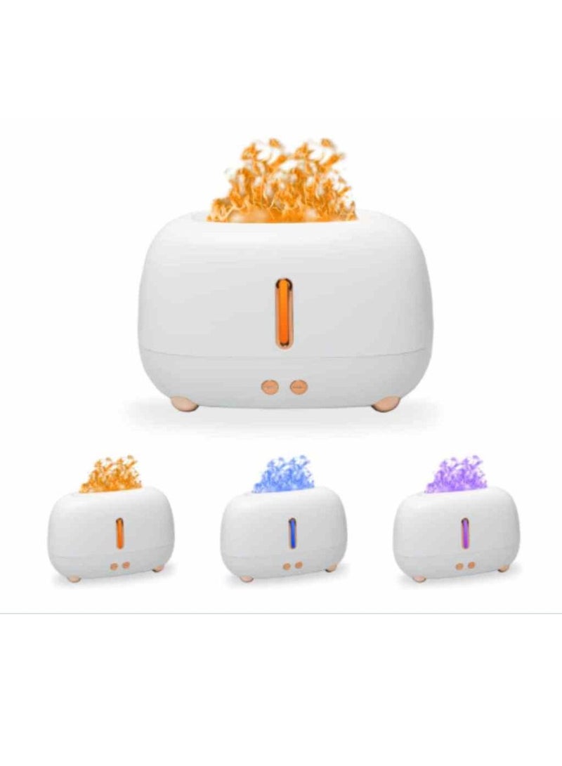 Multicolored Flame Diffuser Humidifier,Essential Oil Aroma Therapy Diffuser with Waterless Auto-Off Protection,Fire Air Diffuser for Home Office Bedroom (White)