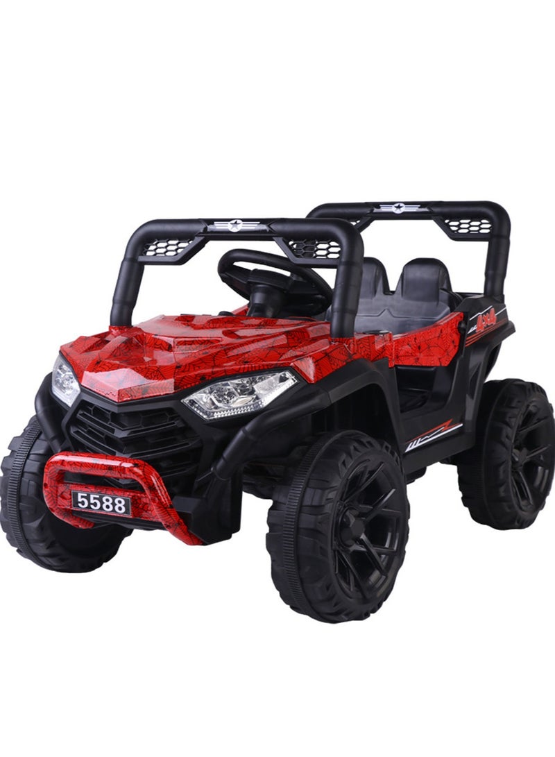Electric 4-Wheel Off-Road Vehicle Dual Drive with Remote Control Ride On Toys Car for Children Red Spider