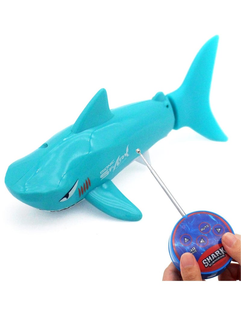 Mini Remote Control Toy, Electric RC Fish Boat, RC Shark Mini Radio Remote Control, Shark Swim in Water for Swimming Pool Water Tank Kids Birthday Gifts (Blue)