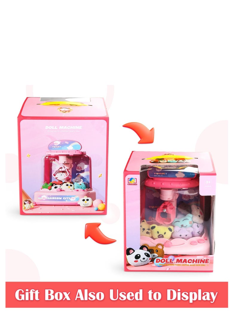 Claw Machine for Kids,Electronic Arcade Game Indoor Toy with Music Light, Mini Vending Machine Girl Toys, Candy Grabber Toys,Suitable for 3 5 6 7 9 year old Kids Birthday Gift (6 Mini Dolls)