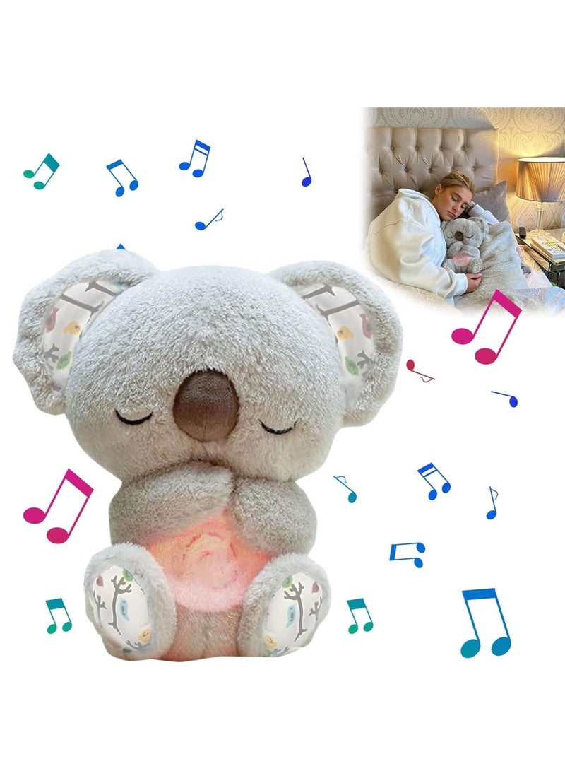 Plush Cuddly Toy, The Relief Koala Breathing, Anxiety Relief Koala Breathing, Portable Plush Baby Toy with Sensory Details Music Lights & Rhythmic Breathing Motion