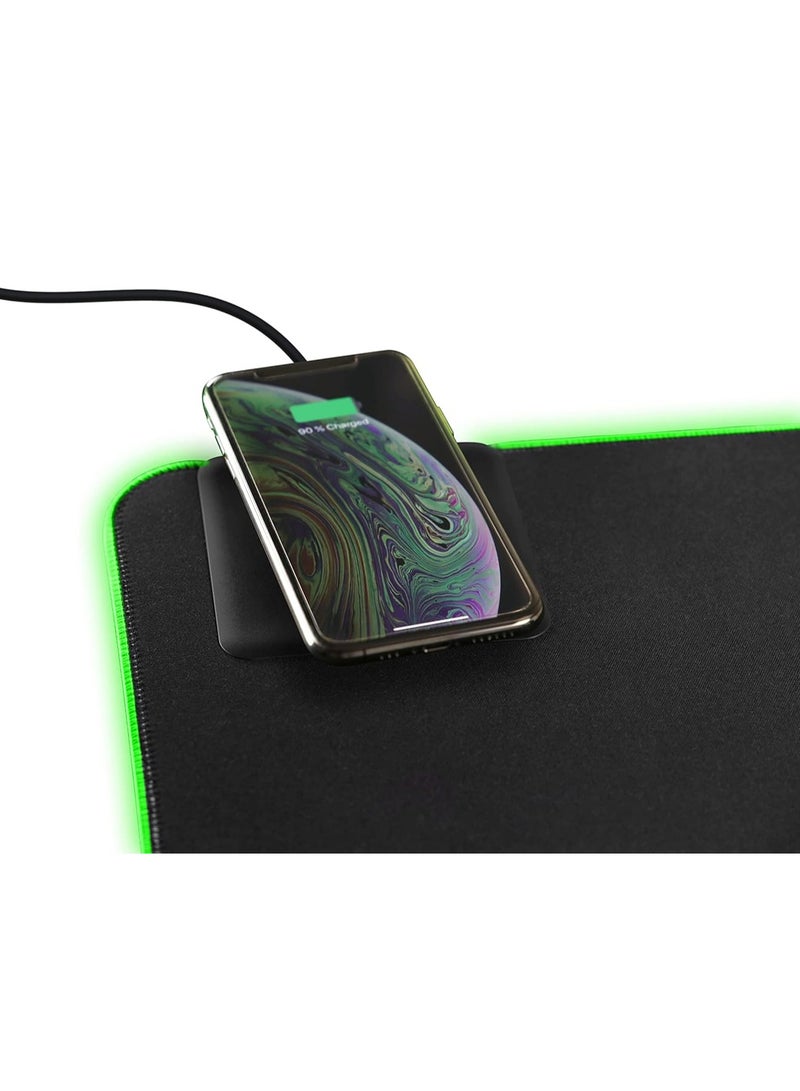 DELTACO RGB Mousepad with 10W Fast Wireless Charging & Extra Large Neoprene Surface