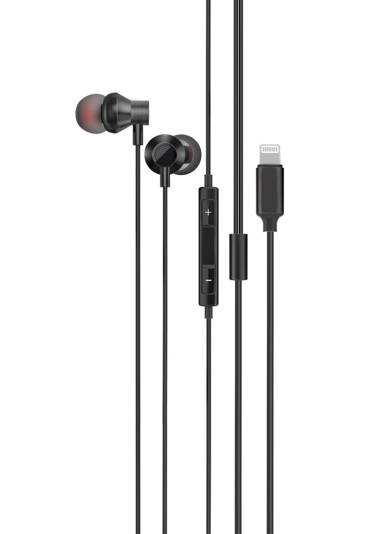 earphone Mfi-certified Ergonemic In-ear Lighting Connector Black