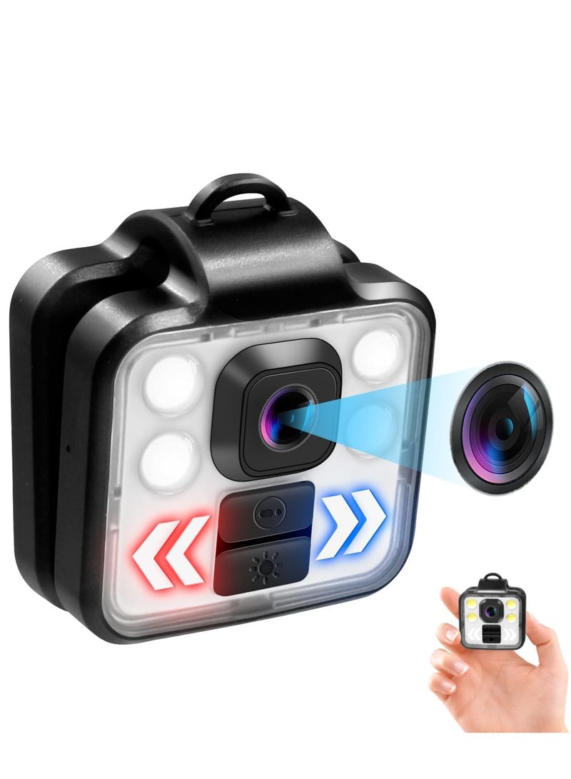 Mini Body Camera, 1080P Portable Video Camera Outdoor Sports Wireless Wearable Camera, 3 Led Modes Flashlight HeadLamp Waterproof Body Worn Camera with Time Stamps for Riding, Running