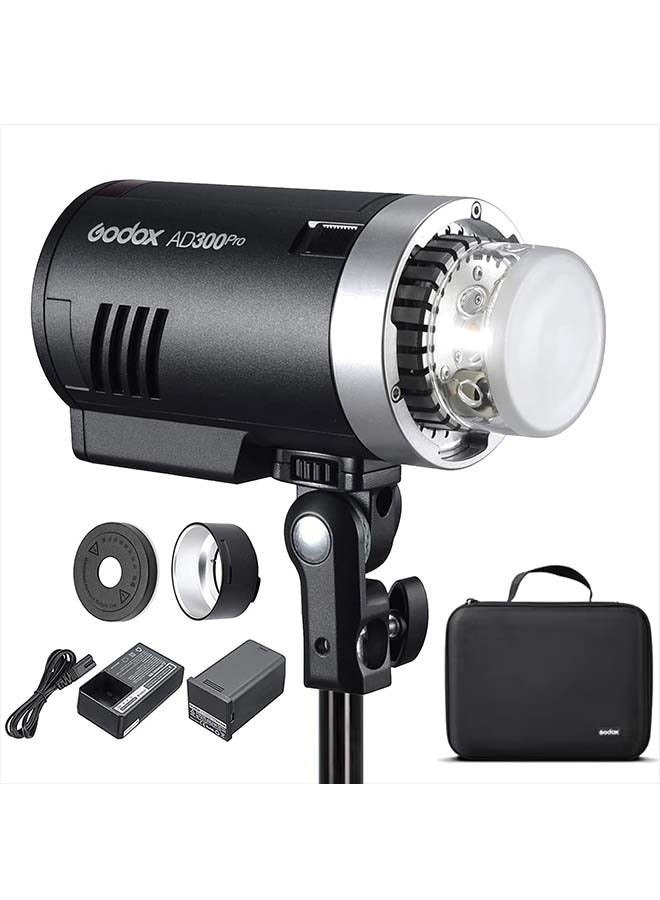 Godox AD300Pro Outdoor Flash Strobe, 300W 2.4G TTL 1/8000 HSS Flash, 0.01-1.5s Recycle Time, 320 Full Power Pop, 12W Modeling Lamp Portable Monolight Strobe