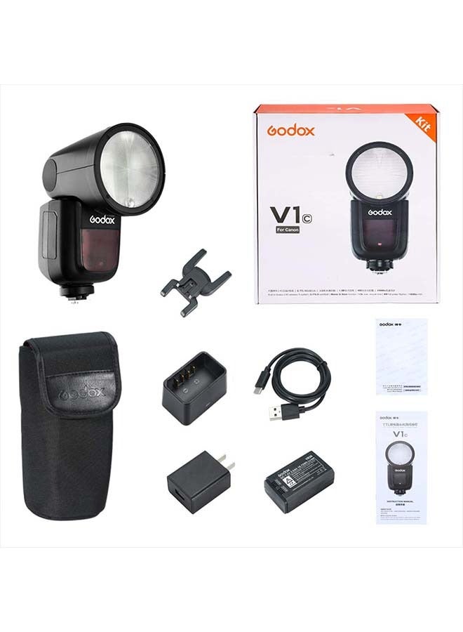 Godox V1-C Round Head Camera Flash Speedlite, 2.4G X Wireless HSS 76Ws Speedlight Flash for Canon 6D 7D 50D 60D 500D 550D 600D 650D 1000D 1100D 1DX 580EX II 5D Mark II III