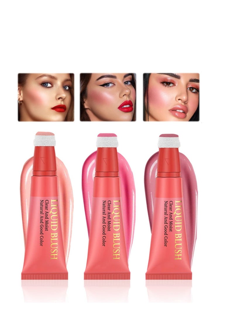 3 Pcs Liquid Blush, Dewy Cheek Tint, Creamy Texture Blush Wand, Natural Makeup, Moisturizing Lightweight Blendable Feel