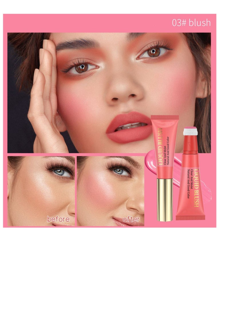 3 Pcs Liquid Blush, Dewy Cheek Tint, Creamy Texture Blush Wand, Natural Makeup, Moisturizing Lightweight Blendable Feel