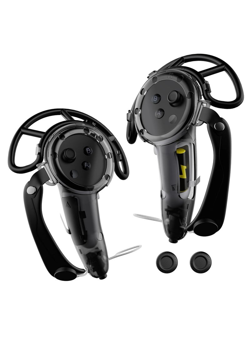 Meta Quest 3 VR Accessory: Extended Handle Controller Grip Cover - Anti-Collision Extension Protector with Adjustable Straps, Easy Battery Replacement - Compatible with Oculus Quest 3 (Black)