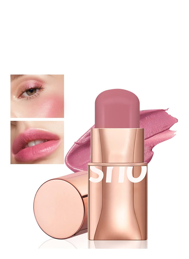 Cream Blush Stick, Long Wearing Waterproof Blush Face Stick, Matte Finish (Pink)