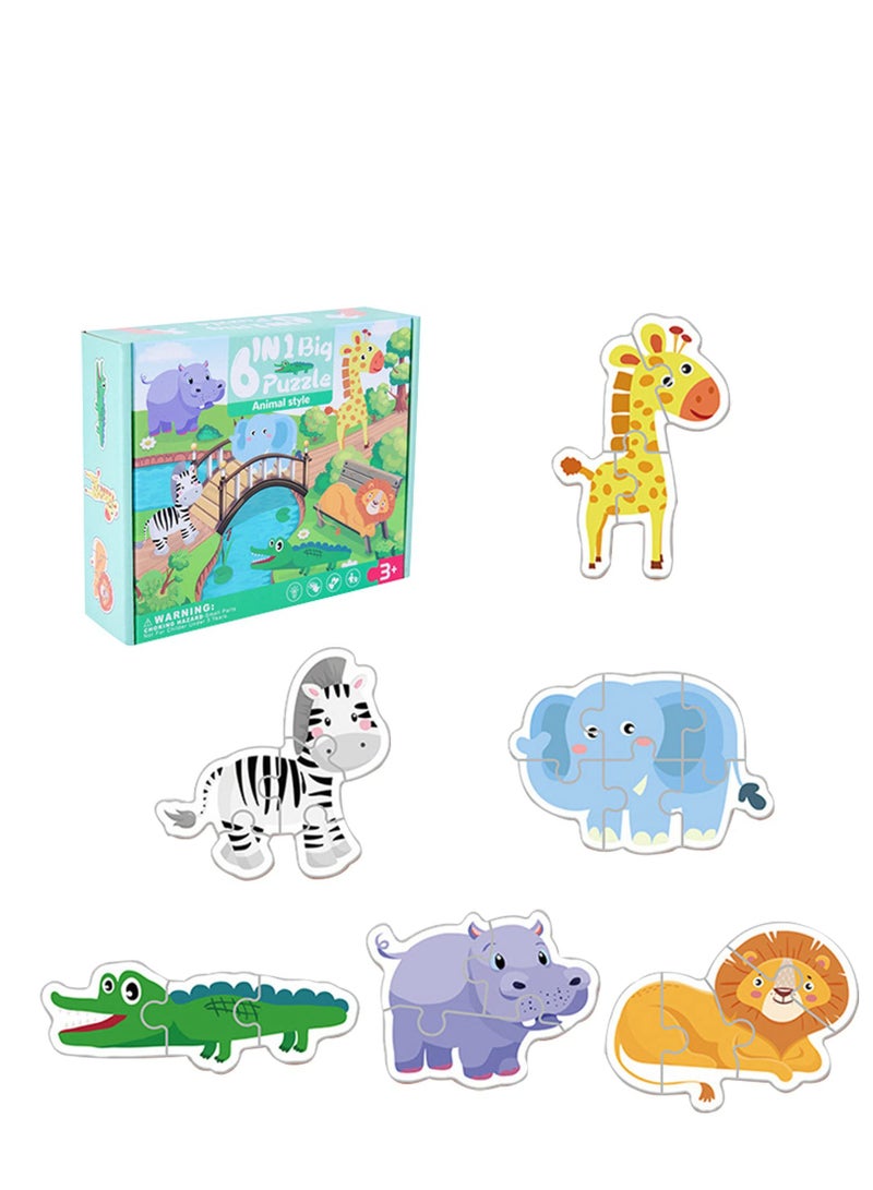 Toddler Puzzle Animal Shape Wooden Block Montessori Jigsaw Puzzle with Board Level-Up Puzzles for Beginner Preschool Learning Toys for Kids Educational Games Kindergarten Gifts for Boys Girls