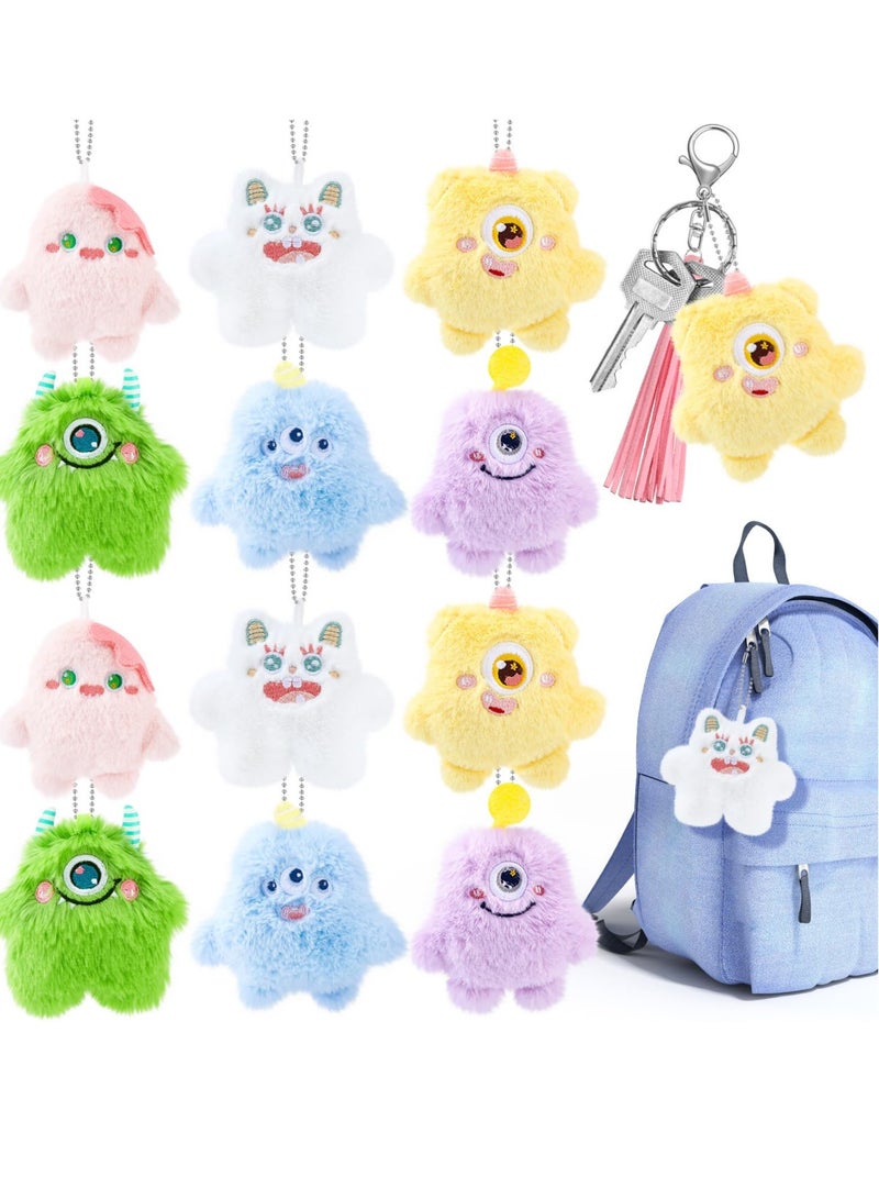 12 PCS One-Eyed Monster Doll Pendant, Mini Stuffed Animal Keychain, Lovely Small Stuffed Animal Keychain Set, Suitable for for Party Favors, Goodie Bag Fillers, Carnival Prizes
