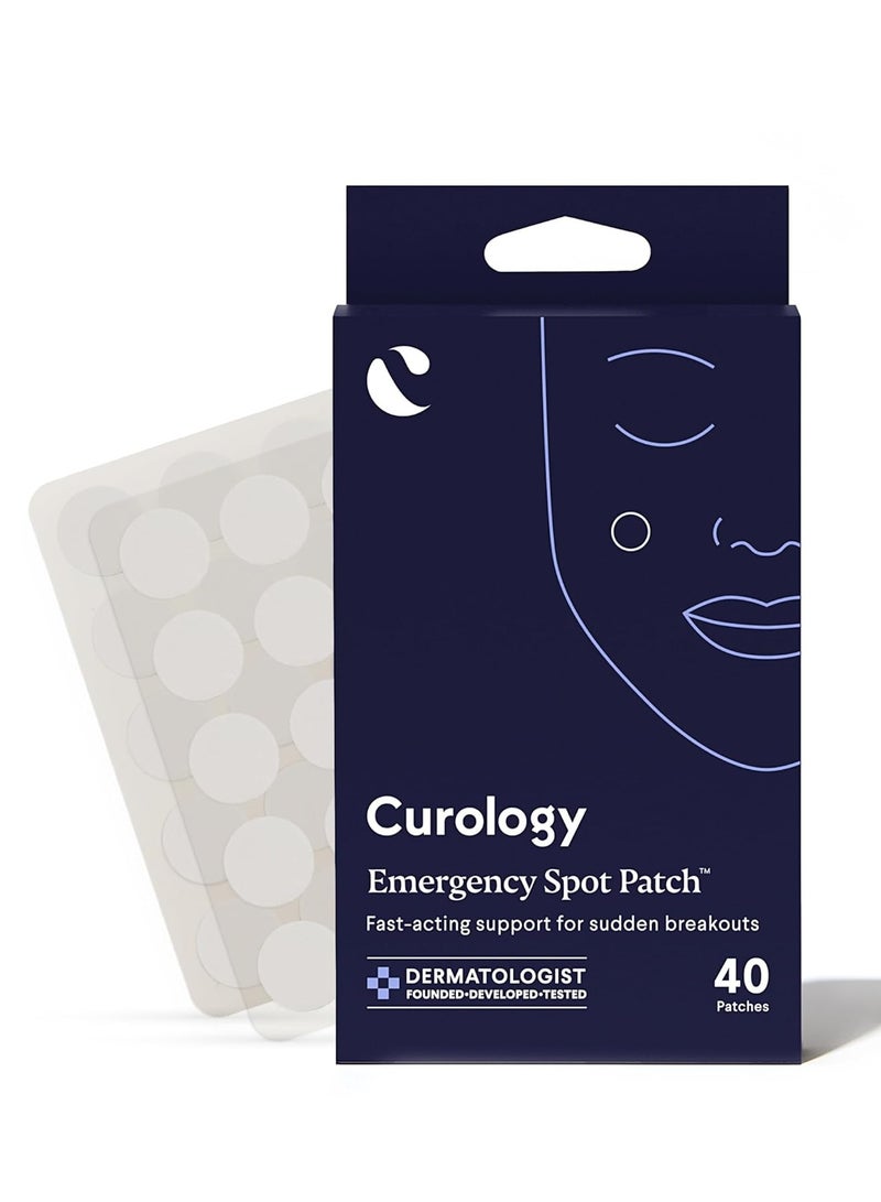 Curology Emergency Spot Patch, Hydrocolloid Pimple Patches for Face, Fast-Acting Support, Spot Concealing and Oil Absorbing, 40 Count