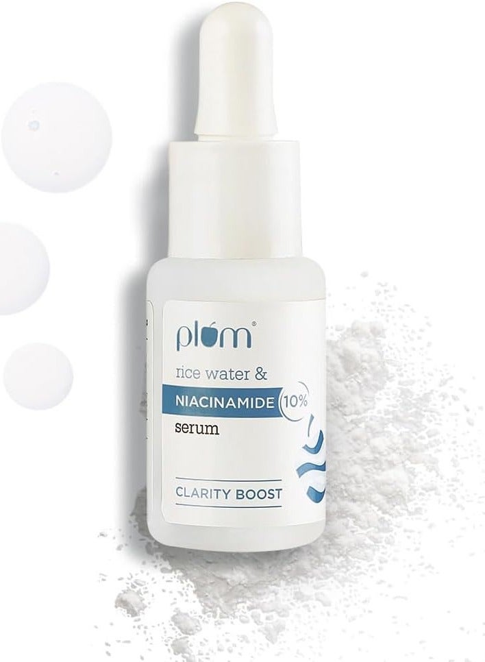Plum Niacinamide Serum for Face with Rice Water Vitamin B3 Fades Blemishes smoothens Skin For All Skin Types 15 ml
