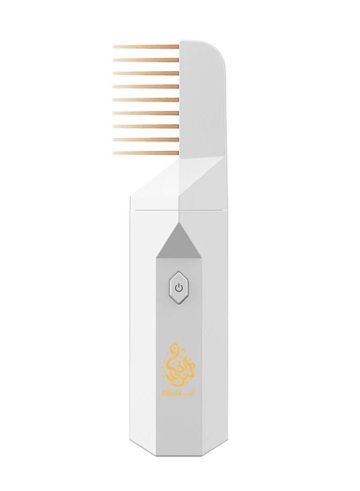 USB Rechargeable Comb Electric Bakhoor Luxury Incense Burner B26 White
