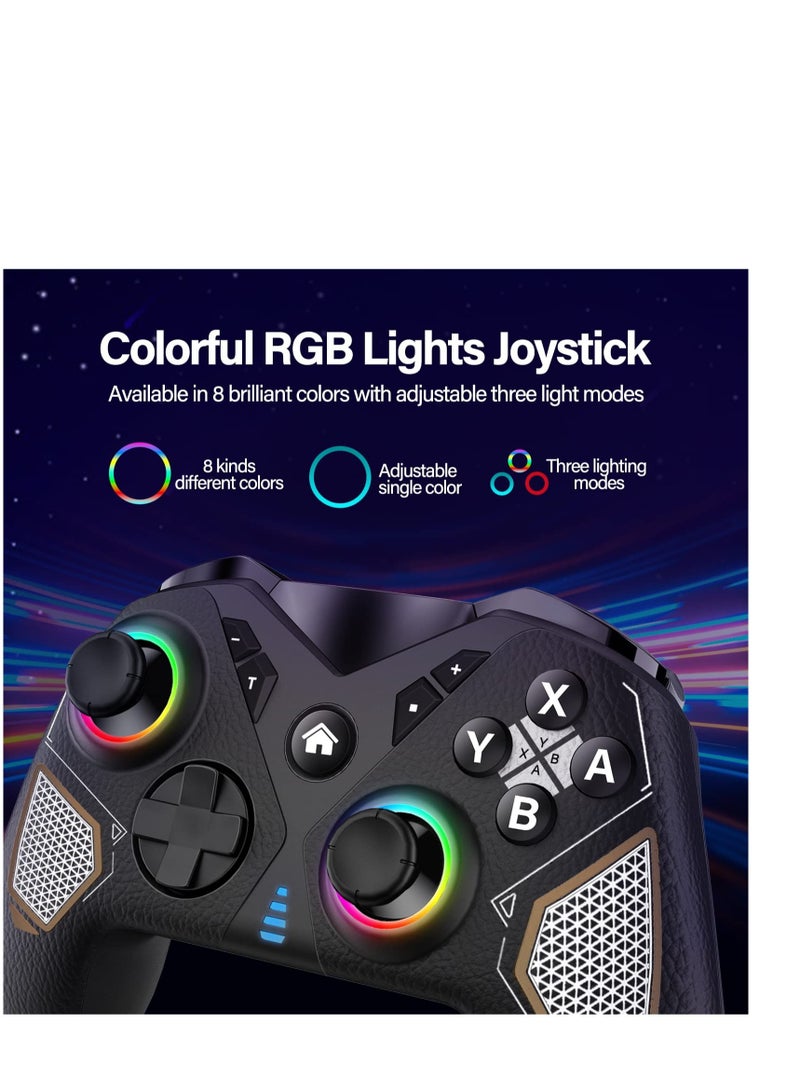 Switch Controller, Switch Pro Controller for Nintendo Switch/Lite/OLED, Wireless Switch Gamepad Controllers with LED Light, Windows PC iOS Android for Multi-Platform RGB Controller