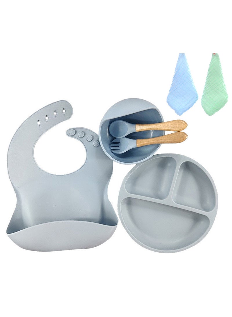 Baby Feeding Set with 2 Face Wipe Washcloths for Tableware for Babies, Kids, and Toddlers Microwave Dishwasher Safe