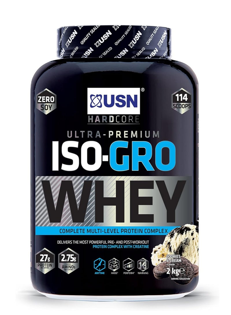 USN ISO-GRO Whey 2kg Cookies and Cream Flavor 57 serving