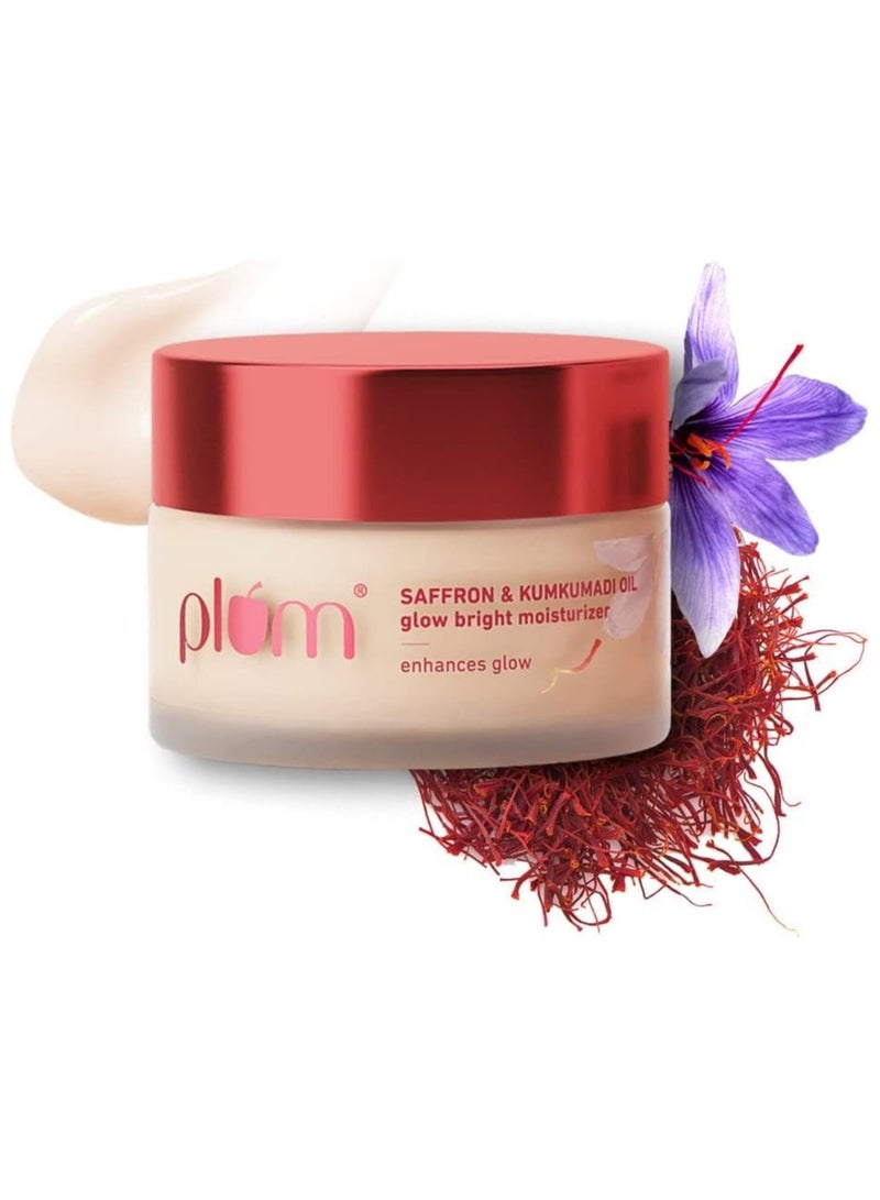 Plum Saffron & Kumkumadi Oil Glow Bright Moisturizer with SPF 35 Brightens Skin & Enhances Glow Fights Dark Spots & Dull Skin UVA & UVB Protection For All Skin Types 100% Vegan 50 g