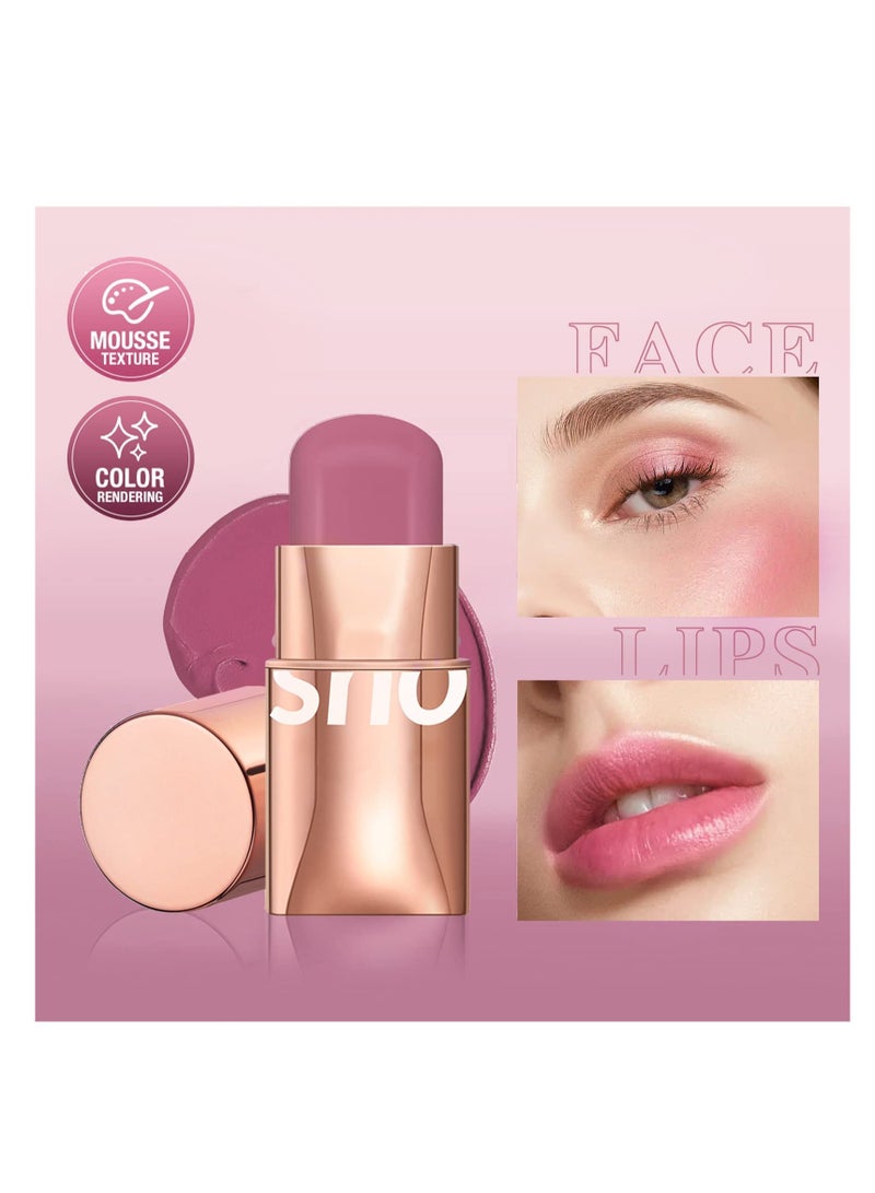 Cream Blush Stick, Long Wearing Waterproof Blush Face Stick, Matte Finish (Pink)