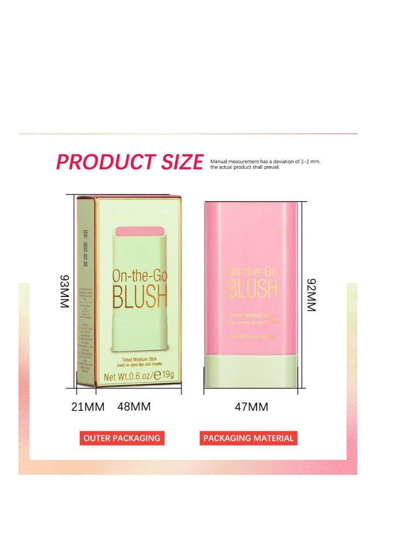Blush Beauty Wand, Solid Moisturizer Stick, Multi Use Makeup Waterproof Blush Stick, Natural Looking, Suitable for Cheeks Glow Dewy Finish (Hot Red)