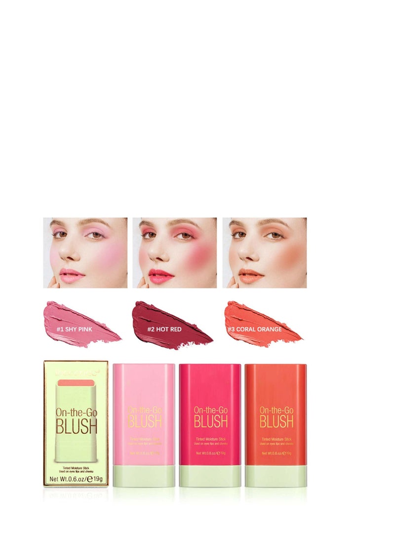 Blush Beauty Wand, Solid Moisturizer Stick, Multi Use Makeup Waterproof Blush Stick, Natural Looking, Suitable for Cheeks Glow Dewy Finish (Hot Red)