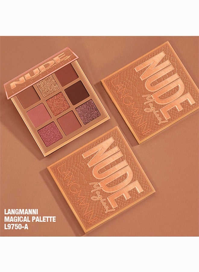 NUDE MAGICAL,Eyeshadow Palette, 9 Color Eye Shadow Plate, Glitter Matte Natural Neutral Colorful Eyeshadow, Waterproof Long Lasting Natural Mixing Pigment Eyeshadow Palette Makeup#A
