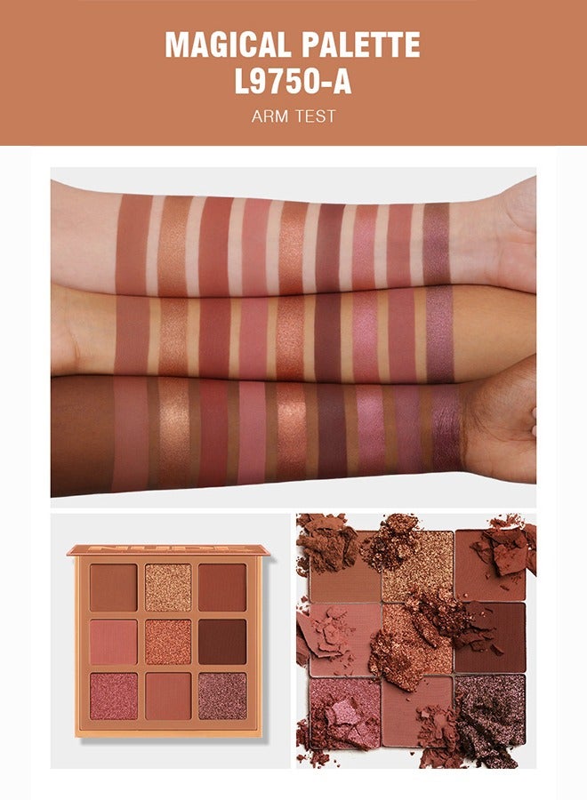 NUDE MAGICAL,Eyeshadow Palette, 9 Color Eye Shadow Plate, Glitter Matte Natural Neutral Colorful Eyeshadow, Waterproof Long Lasting Natural Mixing Pigment Eyeshadow Palette Makeup#A